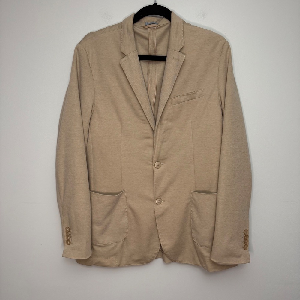 Giasone Mens Tan Knit Unstructured Blazer Sport Coat Jacket Size Medium
